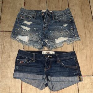 Hollister Blue Distressed Jean Shorts x2